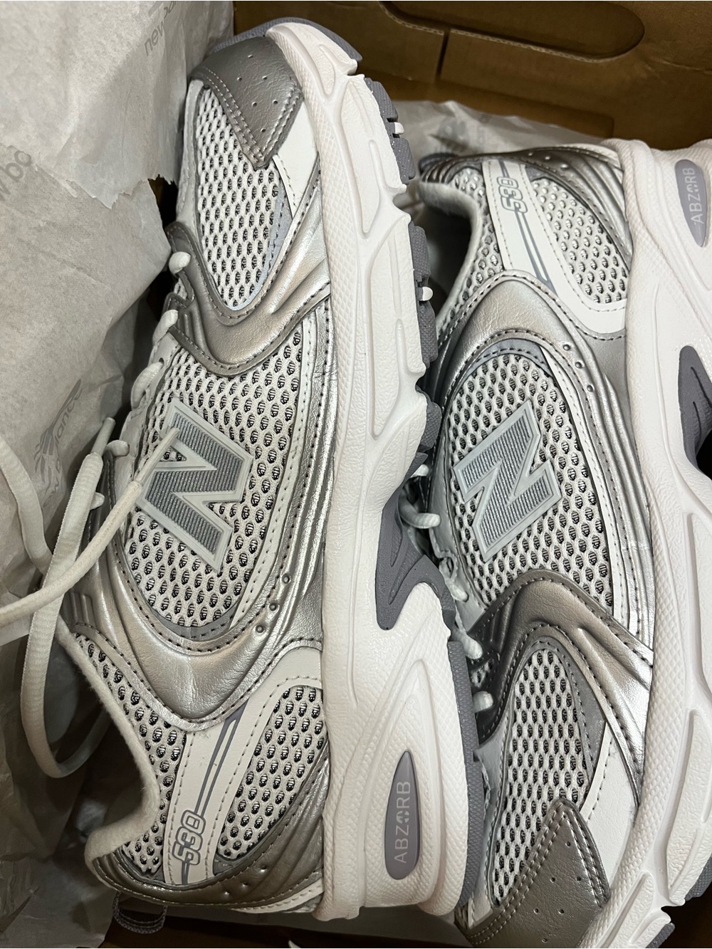 Brand new, never worn | New Balance Women's Silver and White Athletic Sneakers - Picture 4 of 11